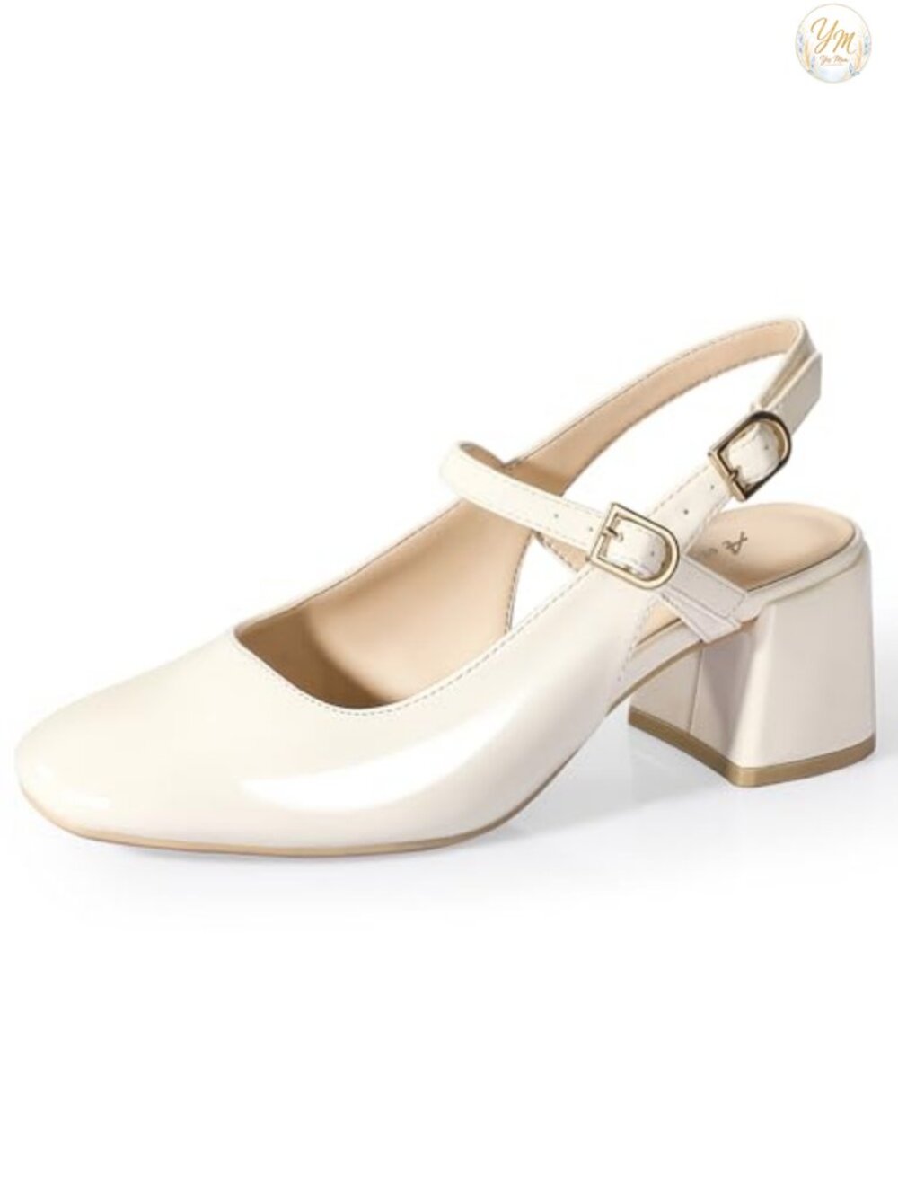 Women's Mary Jane Slingback Chunky Low Heels Square Toe Dress Pumps